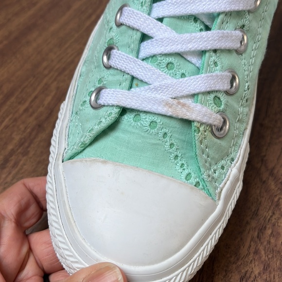 Converse All Star Chuck Taylor Mint Green Eyelet Embroidered Size 8 - Picture 12 of 12